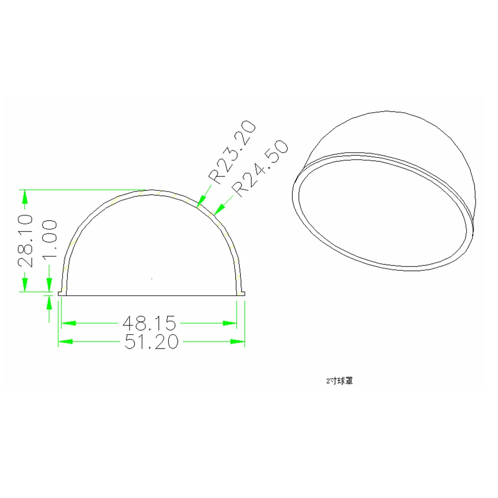 2 inch Acrylic Dome CCTV Dome Cover For Security Camera Clear PC material indoor and outdoor