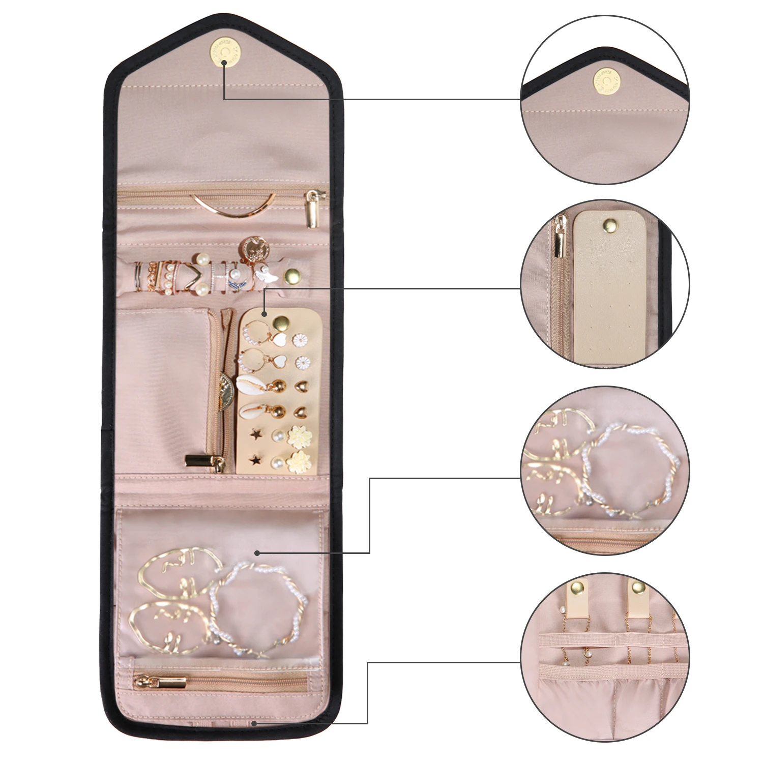 BAGSMART Jewelry Travel Organizer Case Transparent Jewelry Storage Book  Clear Booklet Zipper Jewelry Bags Rings Earrings Holder