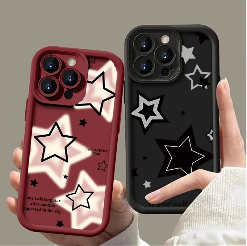 Black Pink Stars Creative Soft TPU Phone Case