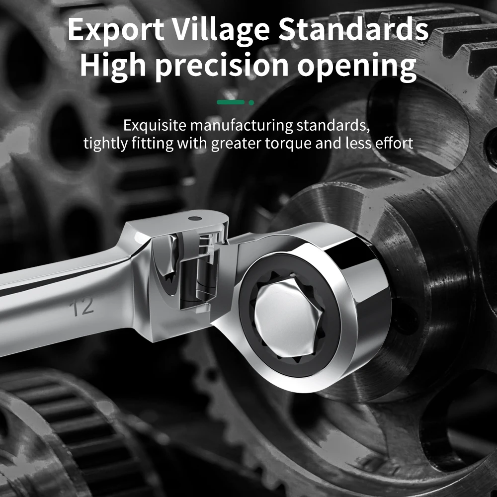 High-Efficiency Dual-Use Universal Ratchet Wrench with Movable Head