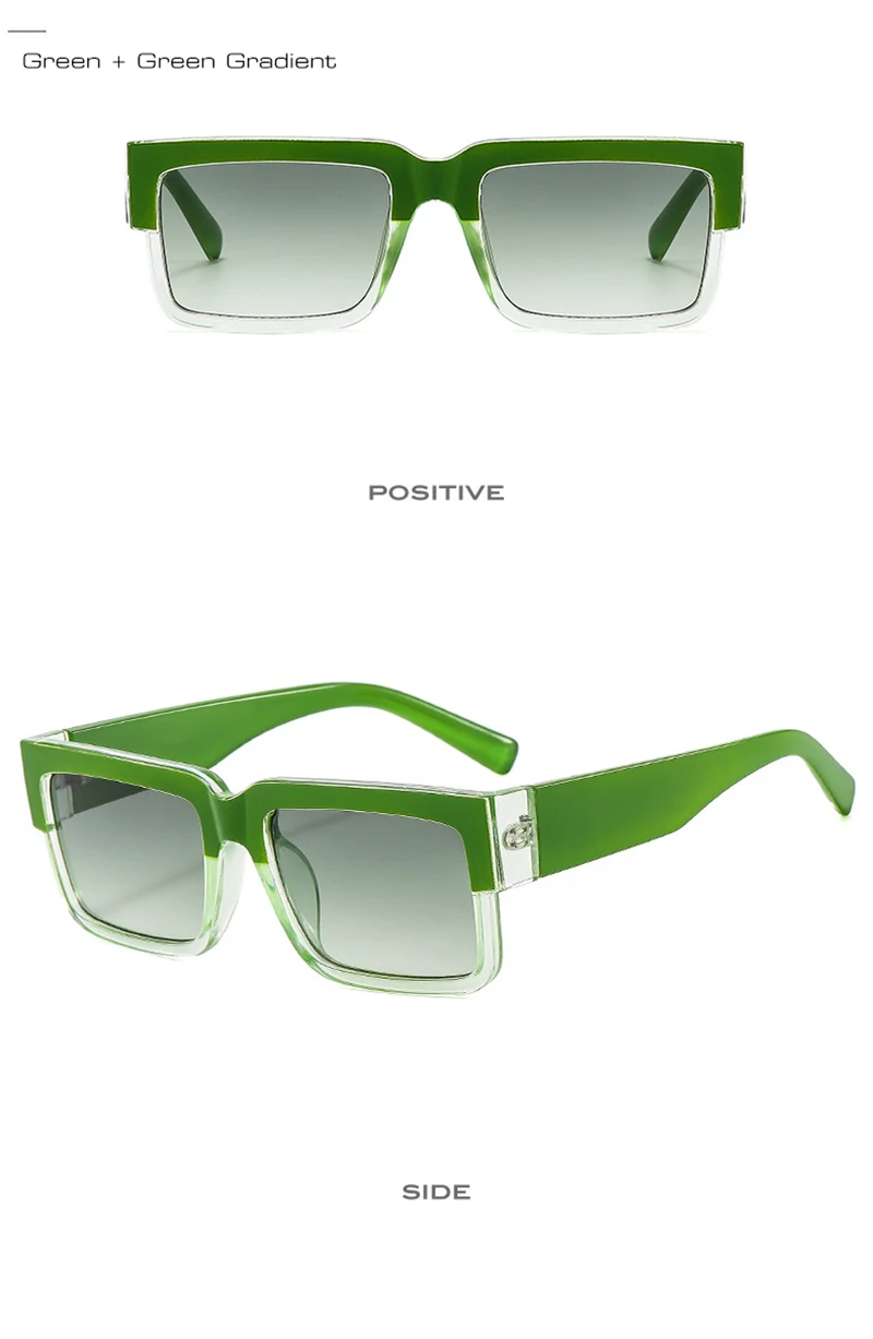 Retro vierkante zonnebril voor heren en dames gradient uv400_voghion.com