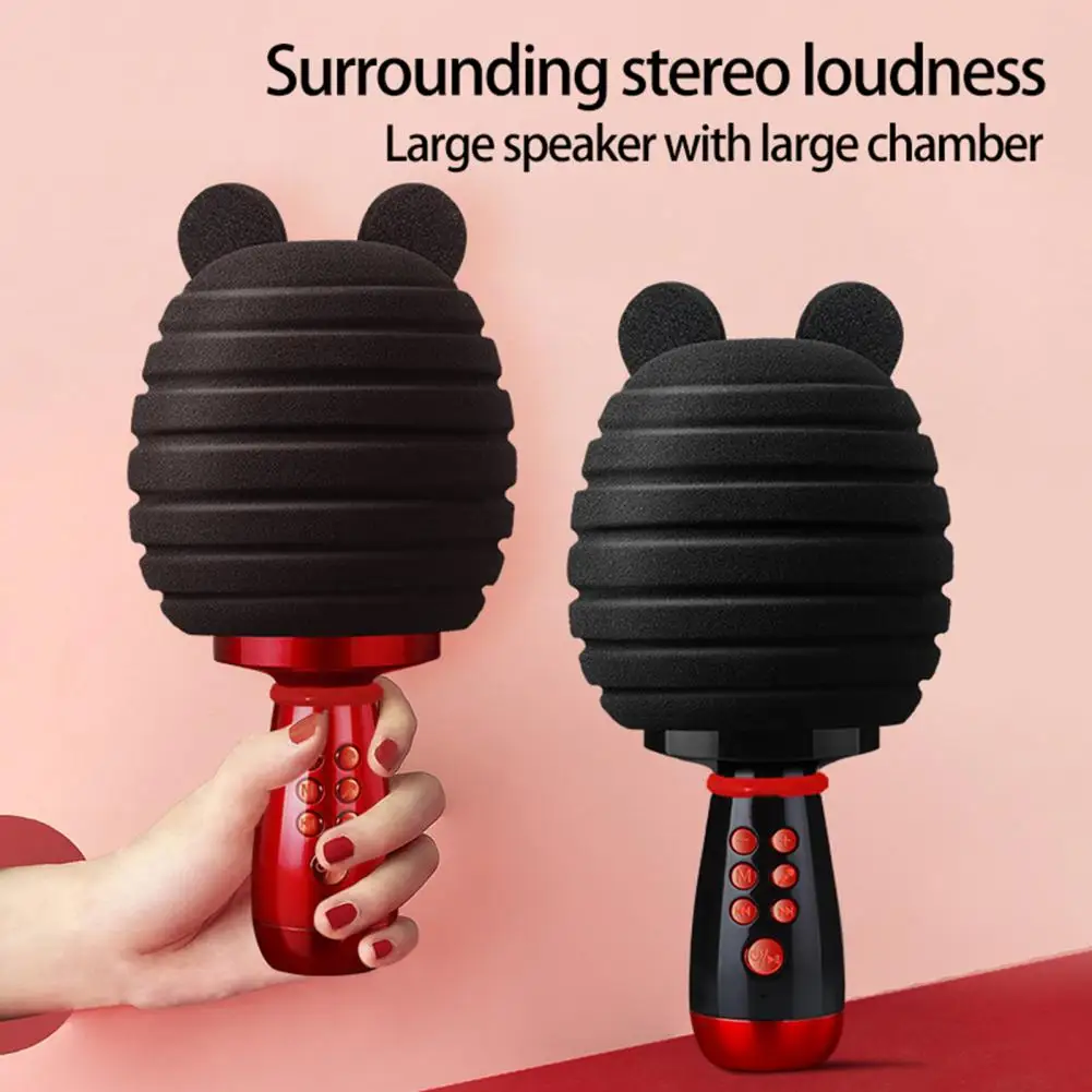 

Wireless Microphone 1 Set Universal Stereo Surround 1200mAh No Latency Heavy Brass Karaoke Microphone Singing Supplies