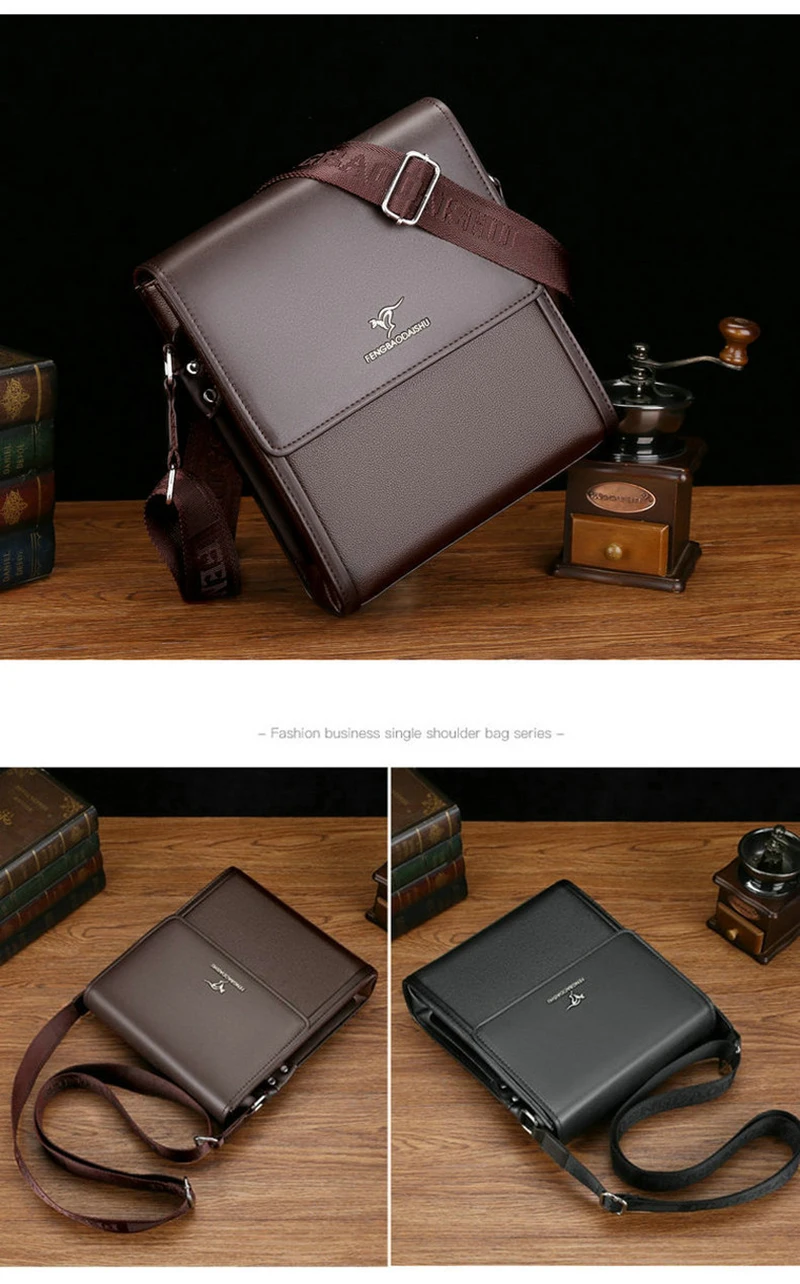 Shoulder Bag For Men PU Leather Porter Briefcase Cross Business Messenger Designer Luxury Crossbody Side Phone Bag Pouch Husband