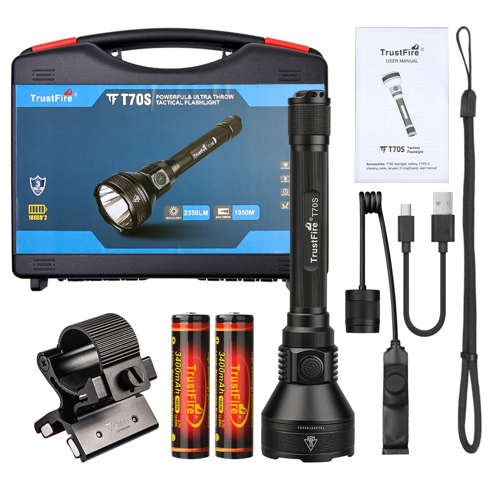 Linterna Trustfire T40r/1800 Lúmenes/550 Metros De Linterna, Color Negro, Color De Luz, CW