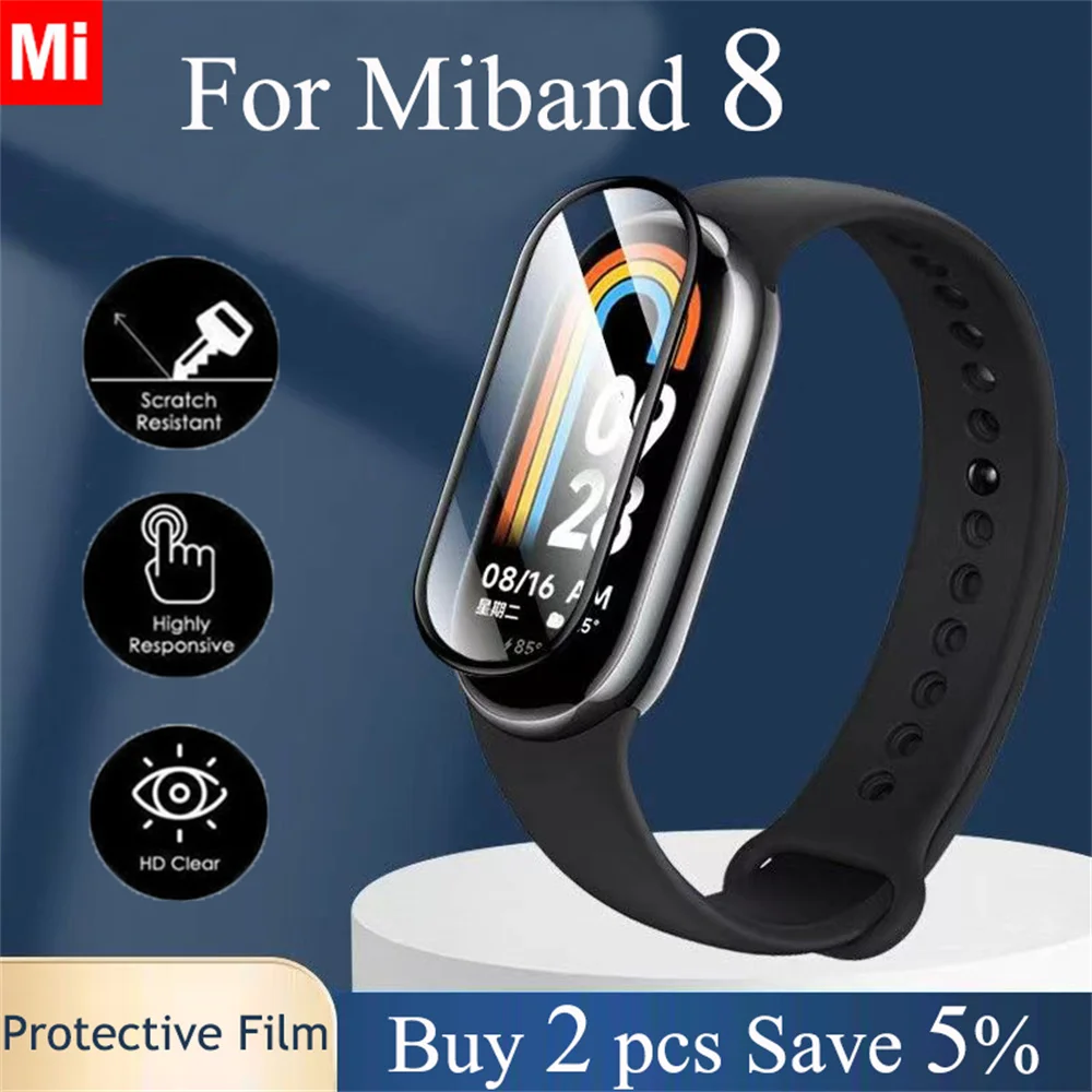 Screen Protector for Xiaomi Mi band 8 Protective film for Miband 8 TPU Soft Glass on Miband8 Accessories hydrogel soft screen protectors for xiaomi mi band 6 5 4 3 protective film smart watch wristband xiaomi miband accessories