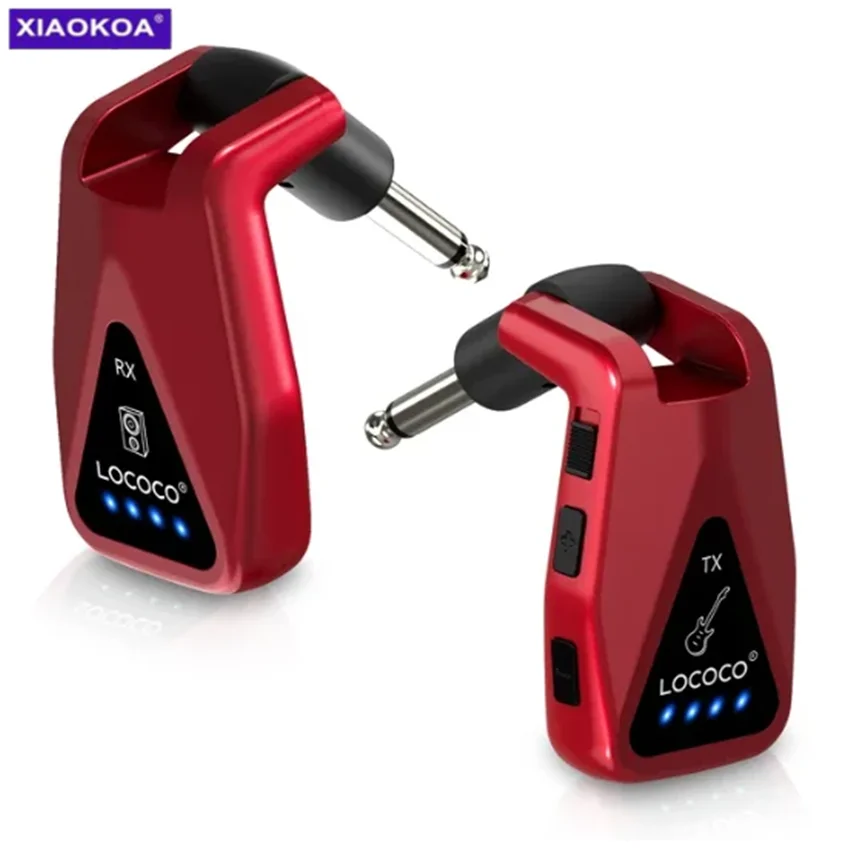 XIAOKOA Wireless Guitar System UHF 4 Channels Wireless Guitar Transmitter and Receiver for Electric Bass Amplifier