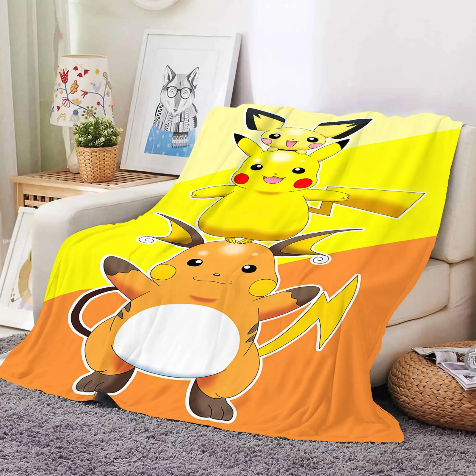 

conditioning Cartoon Pikachu series digital printed flannel blanket air cover blanket aircraft blanket