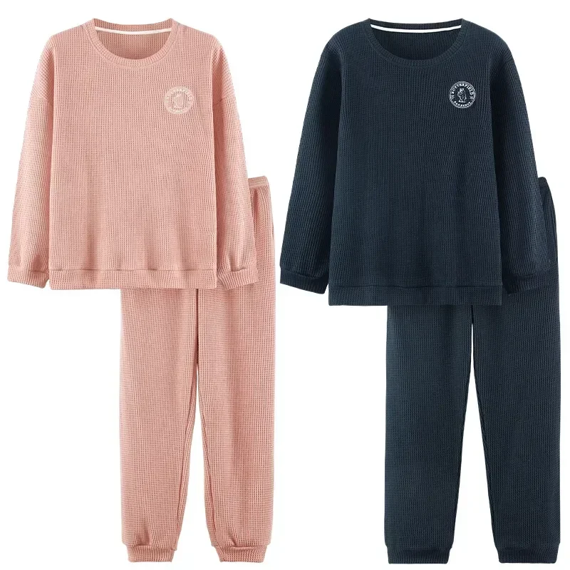 

Blue Couple Autumn Male Casual Pyjamas Pijamas Men's Homewear New Sleepwear Loungewear Night Set Women Suit Pajamas Pyjamas