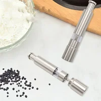 Stainless Steel Salt and Pepper Grinder Thumb Push Button for  Hand Operation Thumb Press Grinder Peppercorns Sea Salt Spices