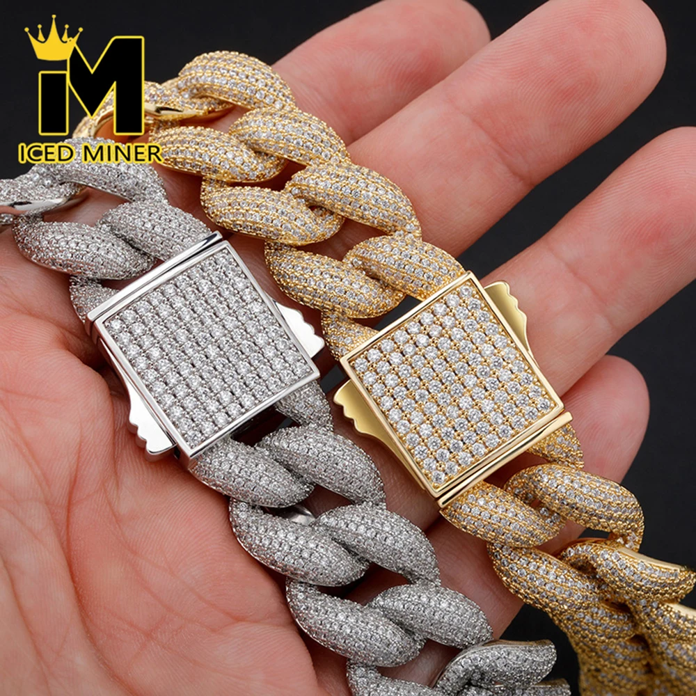 

IM 18mm Bubble Cuban Link Chain Necklace For Men Women Iced Out Zircon Chain Hip Hop Jewelry Free Shipping