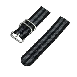 Premium Woven Nylon Sport Watch Strap Band, Multiple Sizes for 22mm (Black Grey S)