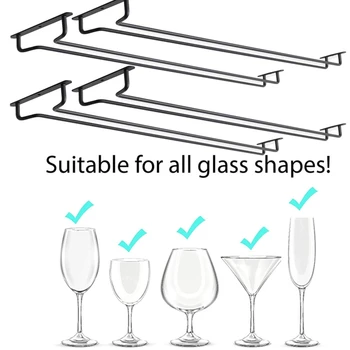 Large Stemware Wine Glass Hanger Rack Under Cabinet Kitchen Bar Storage Black 87HA 1