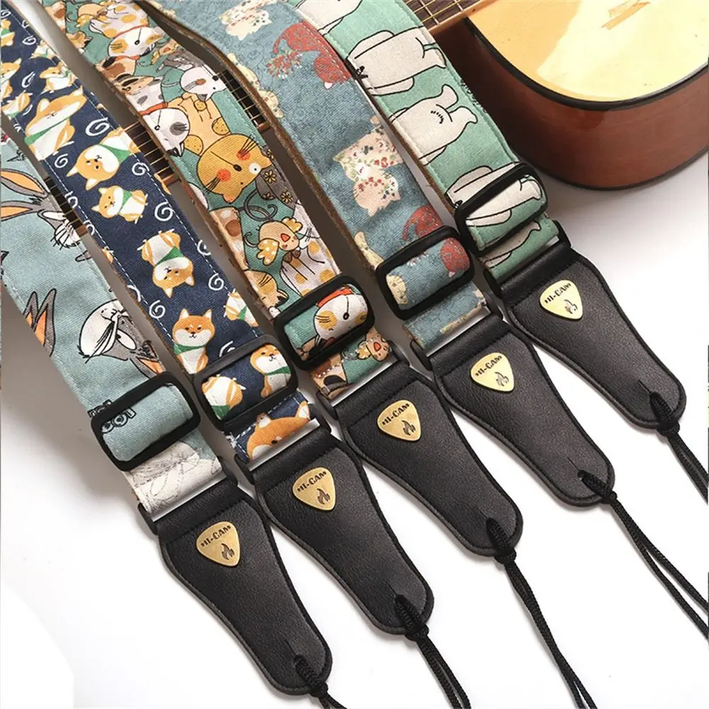 

Adjustable Guitar Strap Colorful Printed Extra Wide Guitar Shoulder Strap Personalized Cotton Electric Guitar Belt Folk Guitar