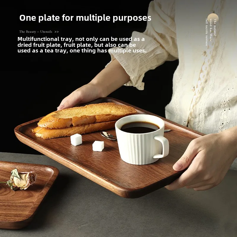 North American Black Walnut Wood Tray Household Wooden Tea Tray Put Cups Wooden Plate Coffee Dessert Storage Dinner Plate 3
