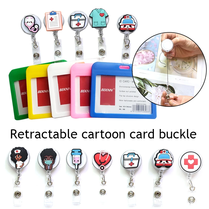 Retractable Badge Reels Work Card Clip Nurse Doctor Medical Worker Uniform Chest Pocket Card Holder Badge Holder Accessories