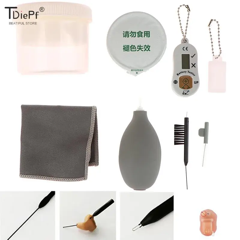 1PCS-9PCS/Set Hearing Aid Cleaning Kit Brush Vent Cleaner Wire Magne Wax Loop Tools Set 3