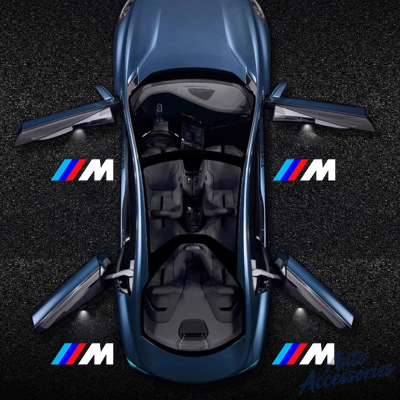 2개 자동차 도어 웰컴 LED 프로젝터 레이저 도어 라이트 BMW M F02 F10 F15 F30 F32 F80 F82 G20 G26 G30 M4 M5 G08 X3 X4 스티커용