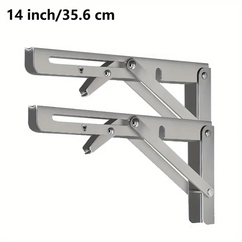 Set of 2 Heavy-Duty Steel Folding Shelf Brackets - Wall-Mounted Design for Workbenches and Tables
