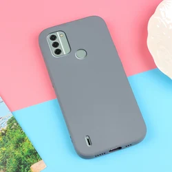 Sand Matte Soft Silicone Shockproof Anti-Slip Protective Phone Case Cover for Nokia C200 (Gray)