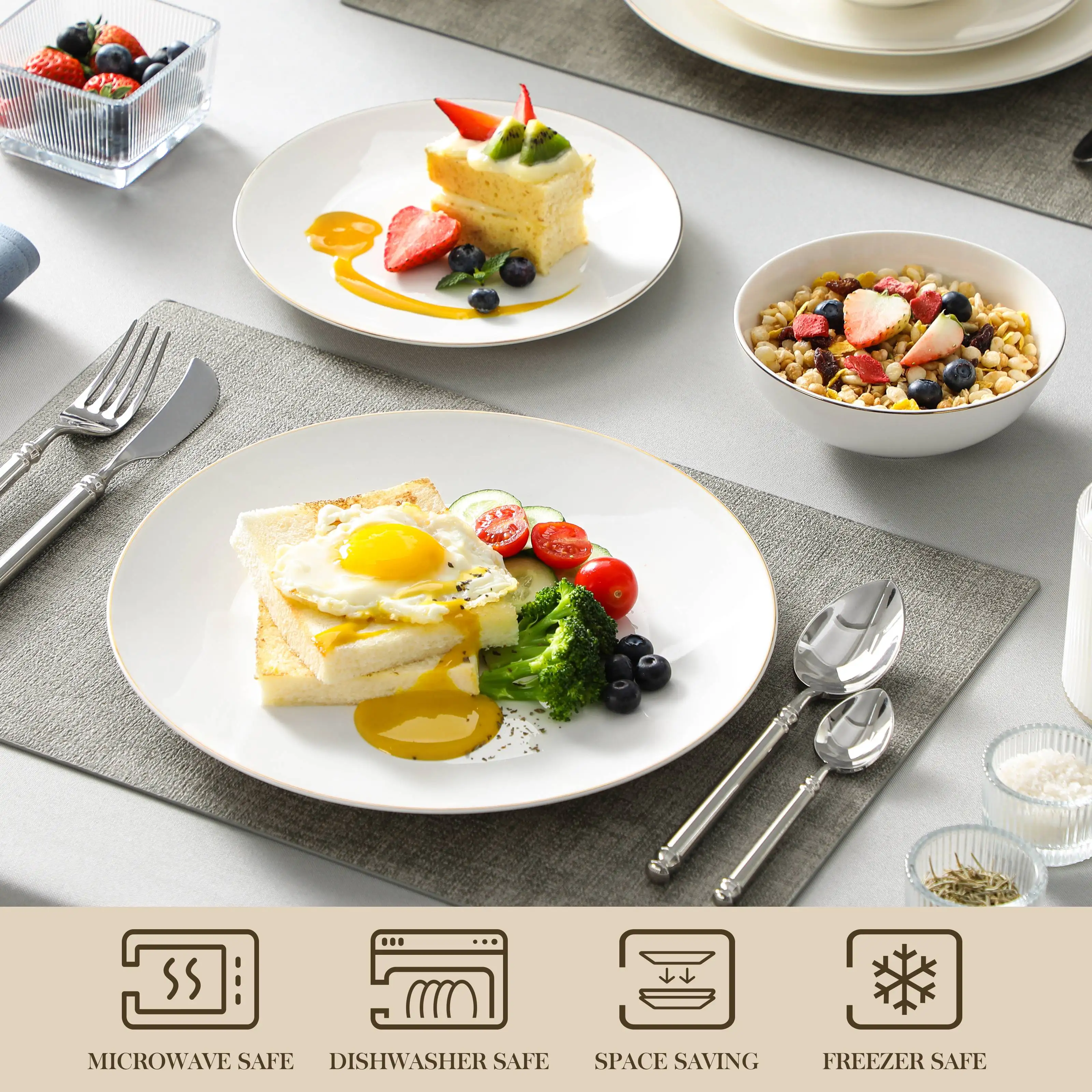 【オジー】 🏏 磁器食器セット、34ピース、プレートとボウルセット、キッチンディナーセット、食器セット、ディナープレート付きセラミック食器セット