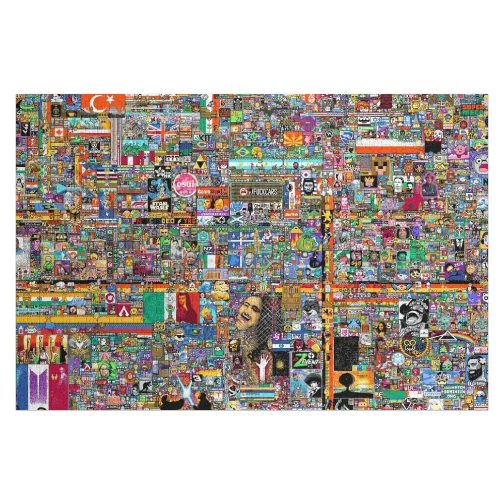 

Place Reddit 2022 Full Final Day Pixel Art /r/place Jigsaw Puzzle Personalized Gift Married Toddler Toys Wooden Animal Puzzle