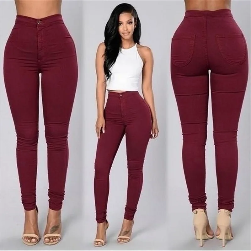 

Autumn Women Pants Skinny High Waist Pencil Pants Solid Color Female Slimming Female Spring Spring Fitness Pants