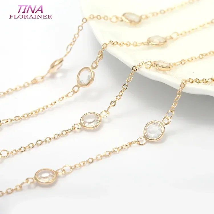 14k Gold Farbe Überzogen 6MM Runde kristall Kette für DIY schmuck handgemachte mode armband halskette kette material komponente