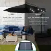 10ft Solar LED Offset Hanging Market Patio Umbrella for Backyard, Poolside, Lawn and Garden w/Easy Tilt Adjustment, Polyester Sh 4