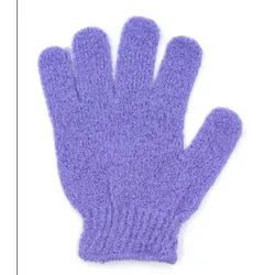 Exfoliating Bath & Shower Glove Set with Massage Sponge (Purple-2PCS)