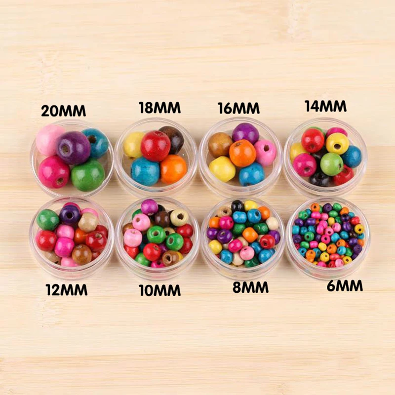 13-300pcs Colorful Wooden Spacer Beads Round Eco-Friendly Loose Wood Bead DIY supplies Bracelets Jewelry Making Accessories