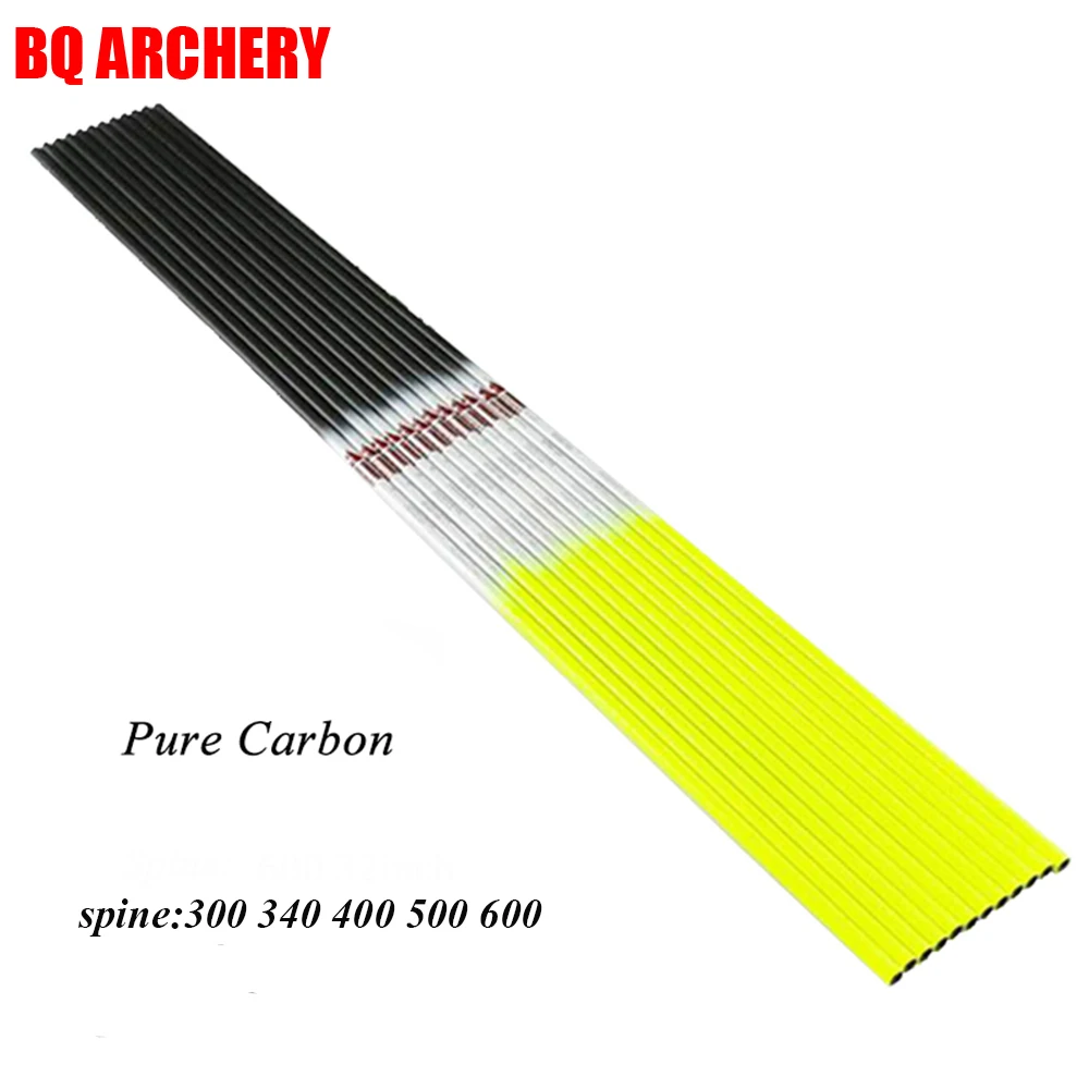 

12pcs Linkboy Archery 100% Carbon Arrows Shaft ID6.2mm Spine 340 30/32inch for Compound Bow Hunting Shooting