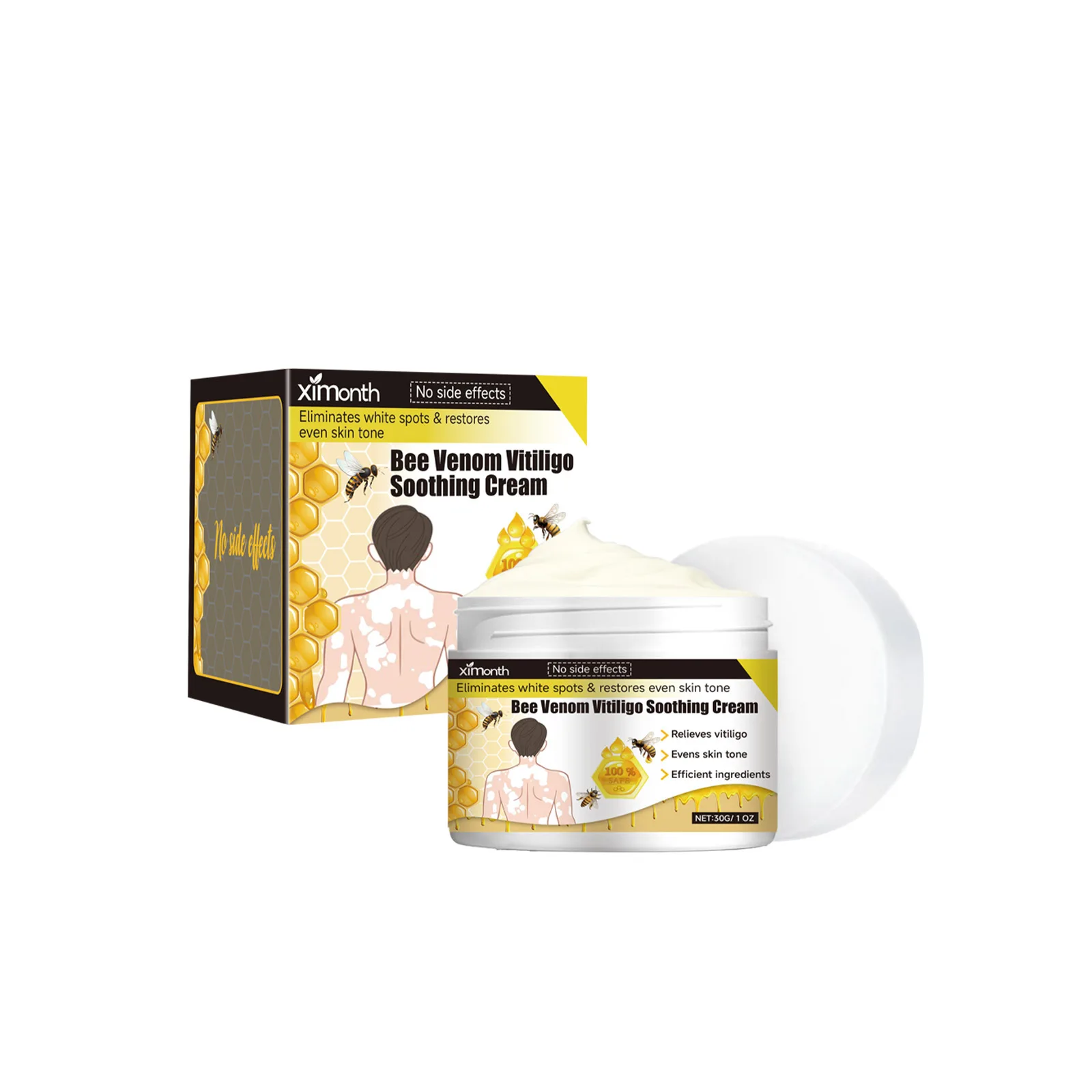 Bee Venom Vitiligo Soothing Cream Reament Repair Leukoplakia Reduce Pigment Melanin Antibacterial Moisturing Skin Care Cream