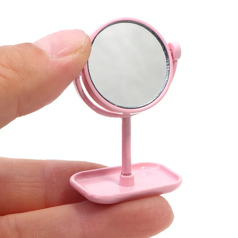 1/12 Dollhouse Mini Dressing Mirror Golden Frame Makup Mirror Model Simulation Fitting Room Furniture Supplies Ornaments 6