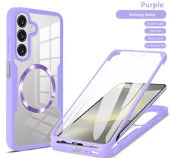 Ultimate 360 Double Layer Magnetic Clear TPU Protection Case - Anti - Fall Design - S24 (PURPLE)