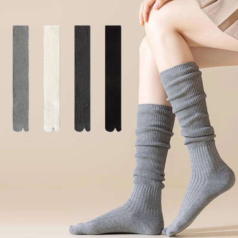 Description Picture 5 of itemLong Thigh High Socks Tabi Two Toe Socks Lolita JK Knitted Stockings For Women Japanese Solid Knee Over Calf Split Toe Socks