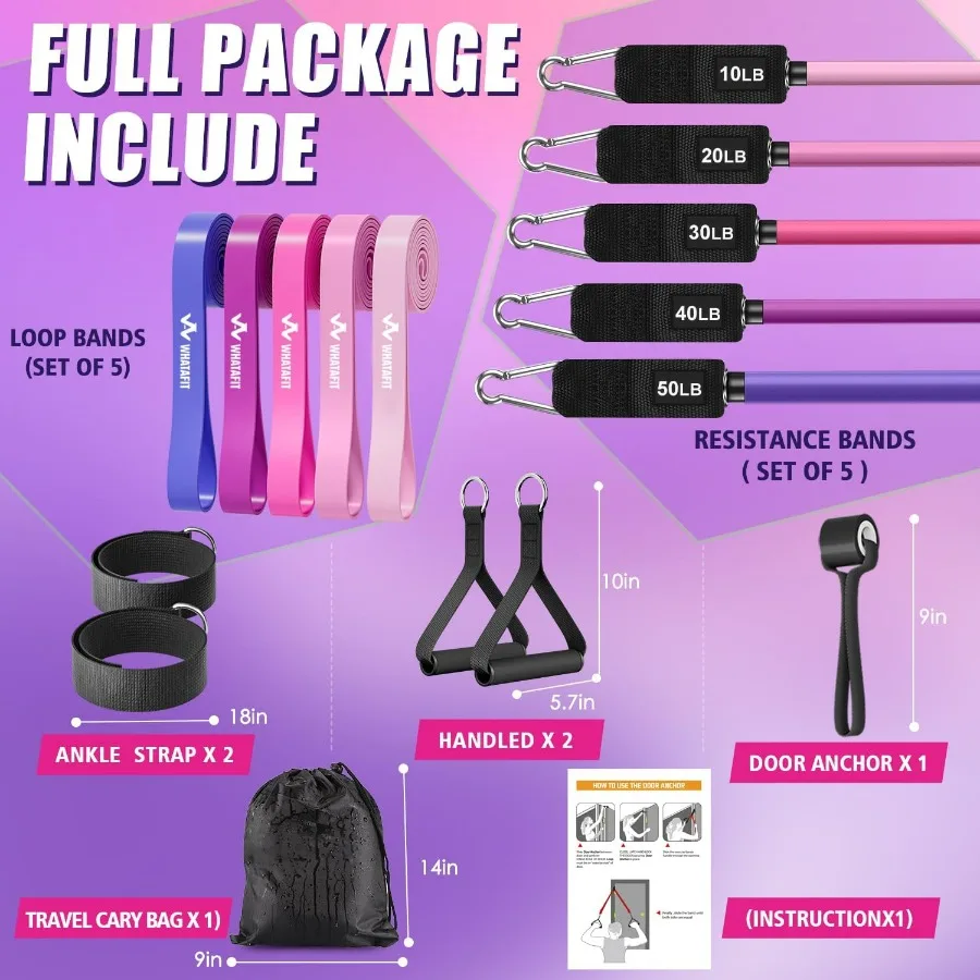 Resistance Bands, Exercise Bands，Resistance Bands for Working Out, Work Out Bands with Handles for Men and Women Fitness, Streng