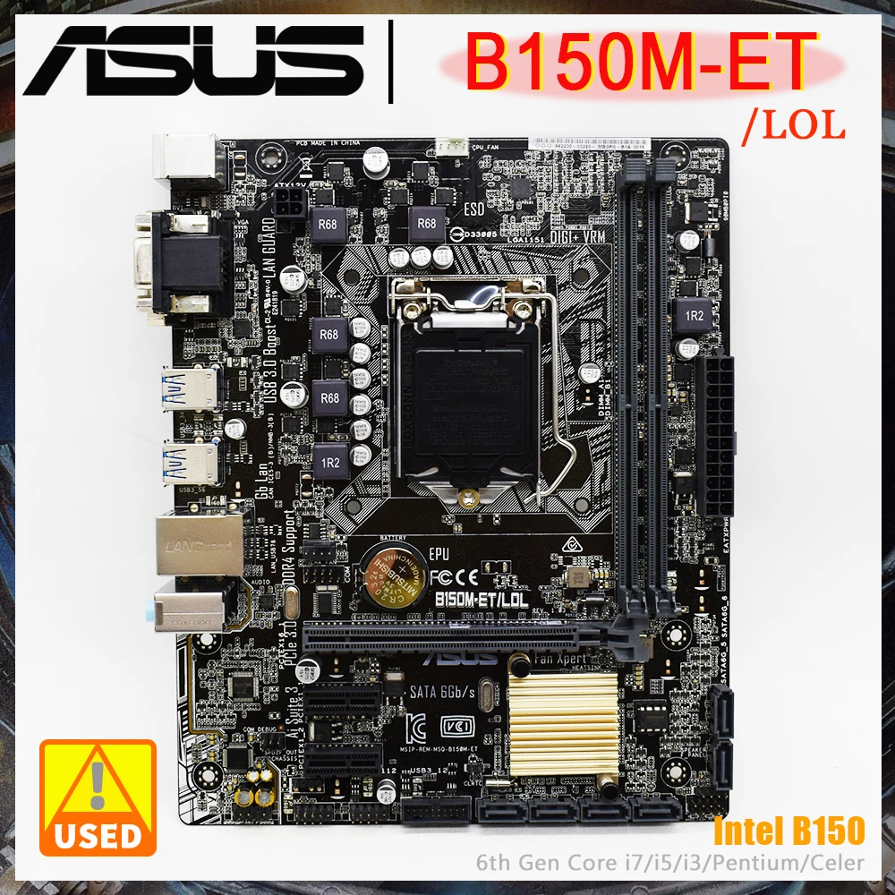 

Материнская плата LGA 1151 ASUS B150M-ET/LOL DDR4, материнская плата 1151Intel B150 32 Гб PCI-E 3,0 PCI-E 3,0 Micro ATX для Core i3-7100 cpus