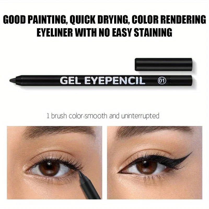 Black Brown Waterproof Eyeliner Pencil Long Lasting Easy To Wear Eye Liner Gel Matte Quick Drying Eyeliner Pen Makeup Cosmetic 6