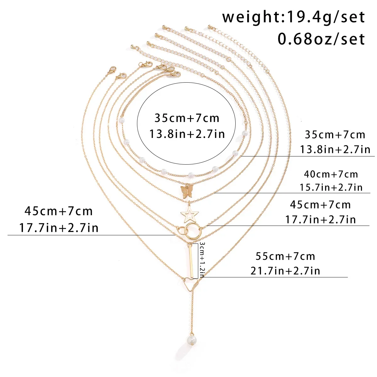 Golden Butterfly Women's Necklace Imitation Pearl Multi-Layer Exaggerated Banquet Mixed Love Clavicle Chain For Women Jewelry