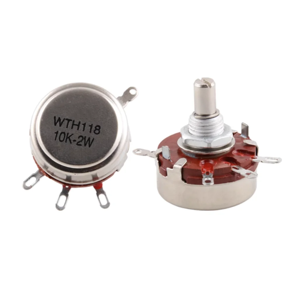 Potentiometer Variable Resistor VR Resistance DIY Electronic 2PCS WTH118 1K 4.7K 10K 47K 100K 220K 330K 470K 1M Ohm 1A 2W multiturn potentiometer linear potentiometer rotary potentiometer potentiometer kit trimmer potentiometer adjustable resistor electronic components