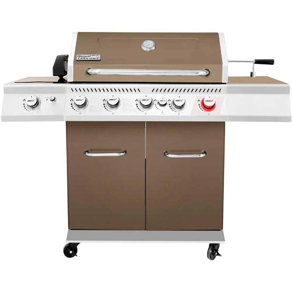 

GA5403C 5-Burner BBQ Cabinet Style Propane Gas Grill with Rotisserie Kit, Sear Burner, Rear Burner and Side Burner,