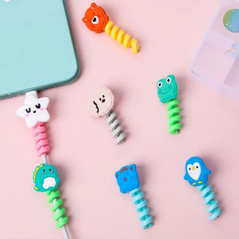 4pcs/set Cartoon Animal Cable Wire Protector Cord Wire Protection Mini Cover Charging Cable Winder Cable Wire Protector