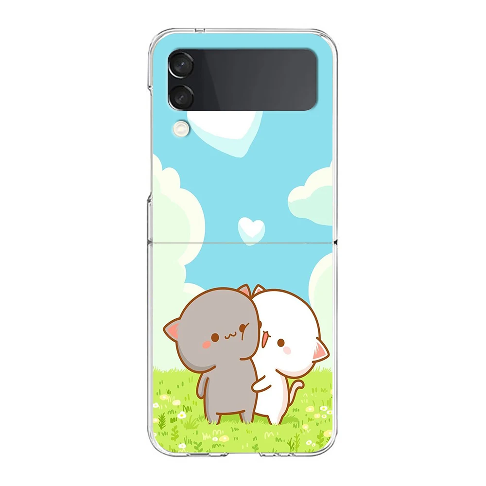 Pfirsich und Goma Katze harte PC-Handy hülle für Samsung Galaxy Z Flip 5 4 3 transparente Abdeckung für Galaxy Z Flip 6 faltbar stoßfest – Detail 7