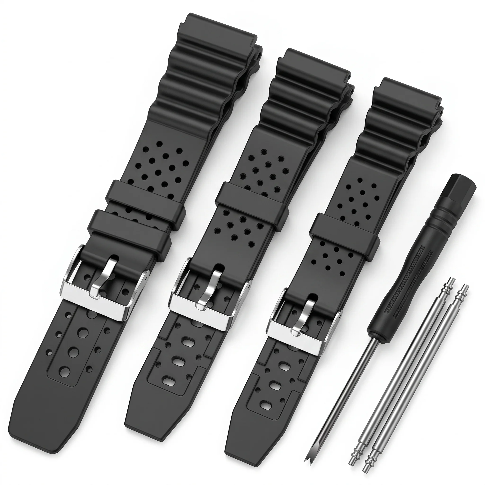 Premium Men's Sports Silicone Watch Strap - Durable 18mm, 20mm, 22mm Rubber Watchband Accessory