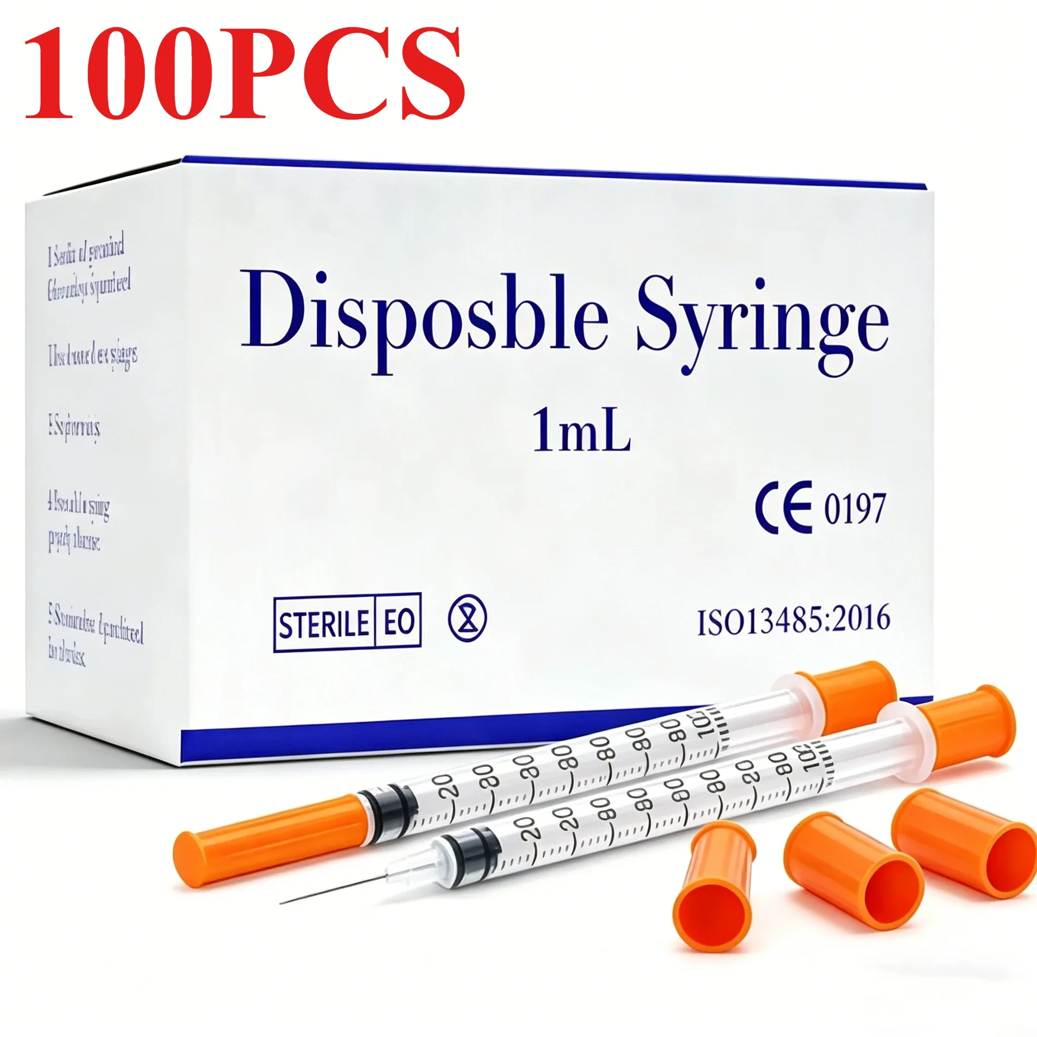 100 Pièces de Seringues à Insuline Orange Stériles et Jetables de Diverses Tailles (1 ml/0,5 ml), Emballées Individuellement, pour l'Alimentation des Animaux de Compagnie... 1