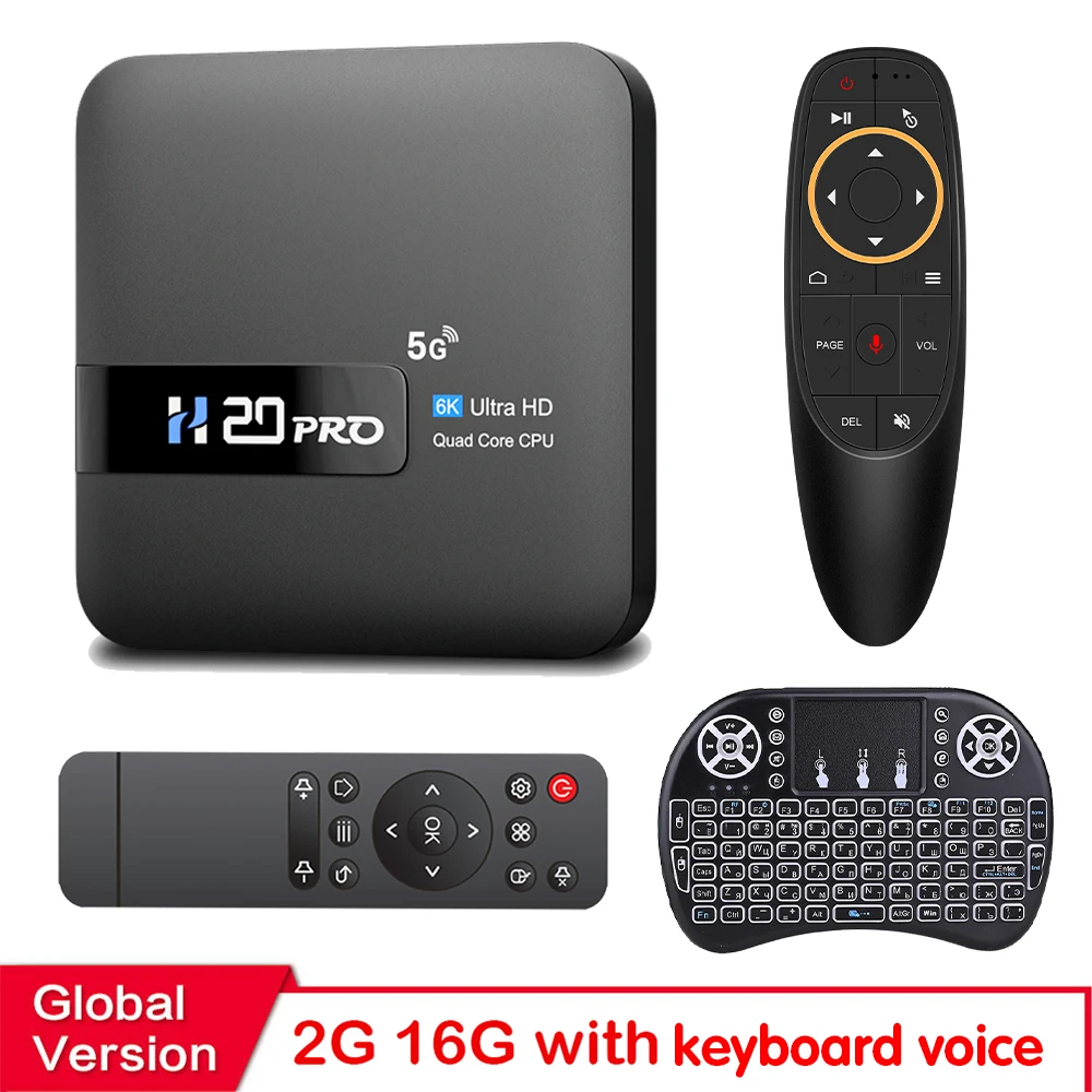 thumbnail image 1 of H20PRO Smart Android TV Box Android 10.0 16GB 2.4 et 5G WIFI 4K lecteur multimédia TV Box Android Play Store très rapide 1080P décodeur, 1 of 5