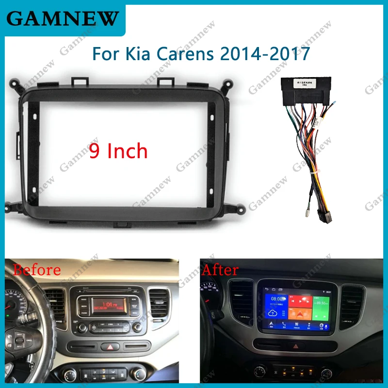 Fascia Radio Per Kia Carens 2013-2018 | Telaio Cruscotto 9 Pollici 2 Din In ABS Per Autoradio GPS Android