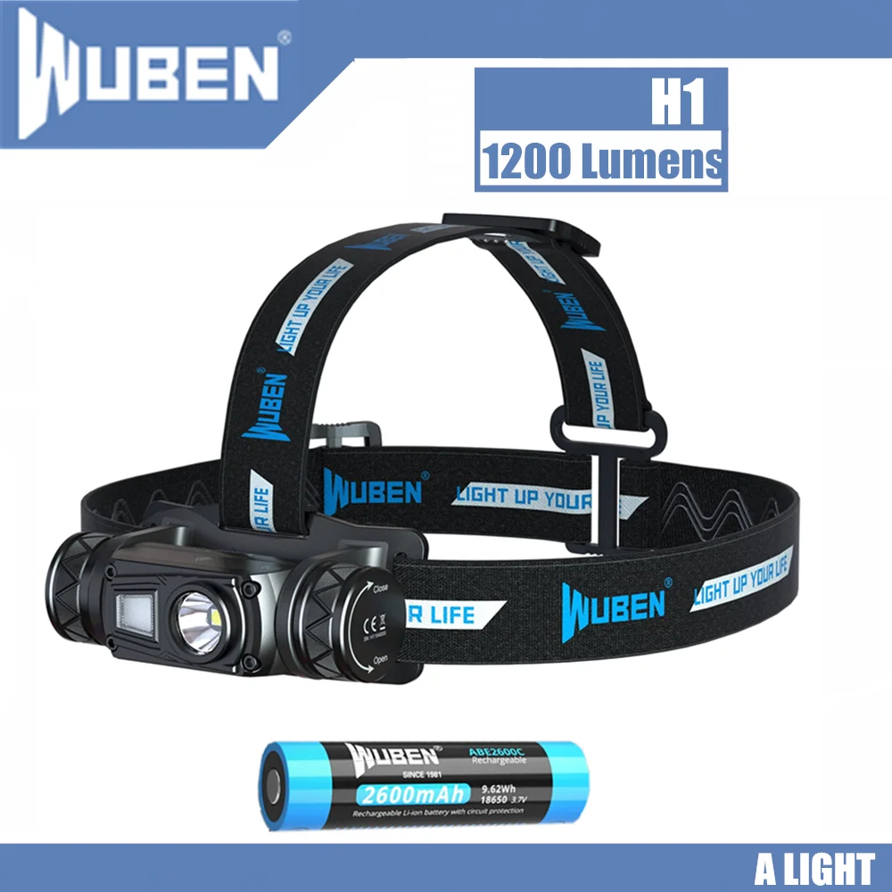 WUBEN H1 LED Headlamp USB Rechargeable Flashlight 1200 lumens 10 Modes IP68 Waterproof Head Lamp for Outdoor Camping Running usb rechargeable torch