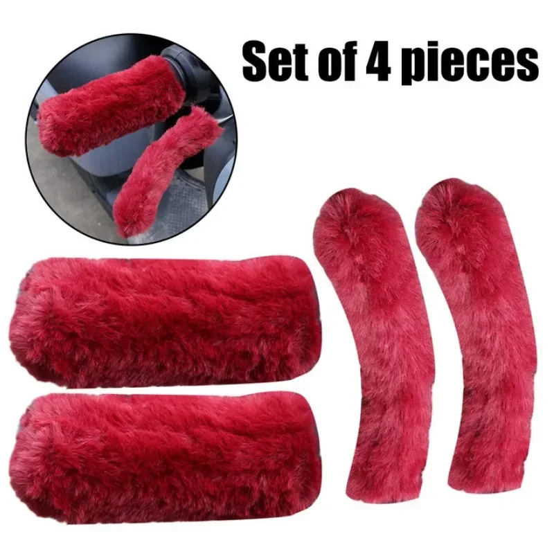Simulated Plush Grip Glove Motorcycle Handle Cover For Winter Thick Warm Handle Gloves Covers Universal Scooters Hand Warmer