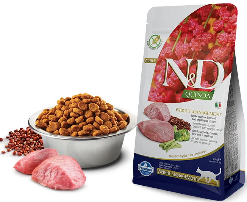 Farmina N D Quinoa корм для взрослых кошек контроль веса беззерновой ягненок и киноа 5 кг |